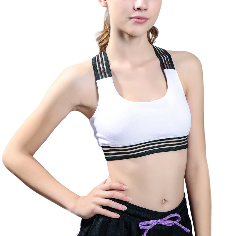 XFLWAM Womens Workout Seamless Ribbed Hollow Out Yoga Sports Bra